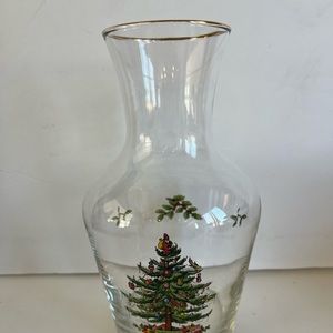 Spode Christmas Tree Carafe w/Gold Trim & Gold Rim. Santa tree top Pristine!